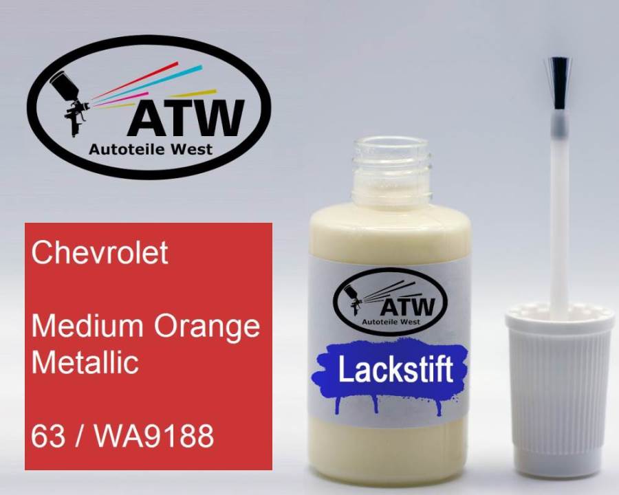 Chevrolet, Medium Orange Metallic, 63 / WA9188: 20ml Lackstift, von ATW Autoteile West.